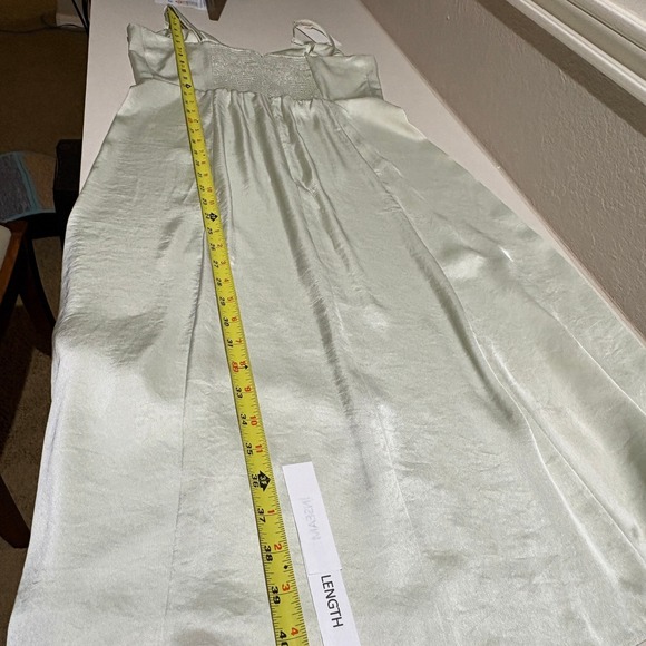 Wilfred Midi Slip Dress Light Green Satin Bustier Slit Slinky - Picture 15 of 16